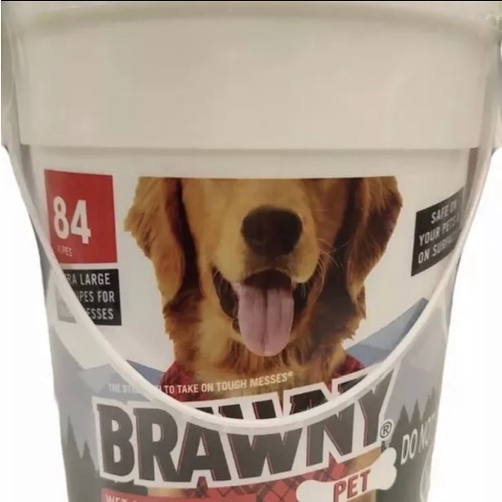 Pet Care Brawny Wet Cleaning Wipes 84 Wipes Bucket. Brand New.